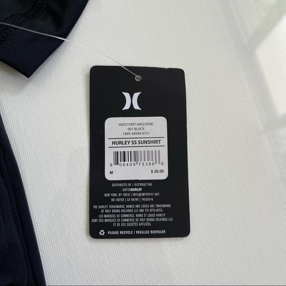 NWT medium Black Hurley SPF 50 rashguard - Picture 4 of 6